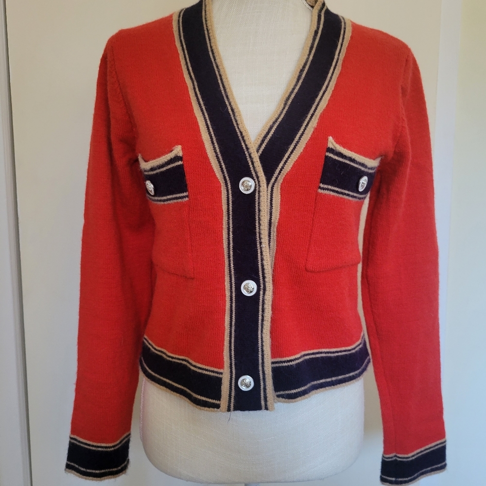 Retro Look orange crop cardigan sweater